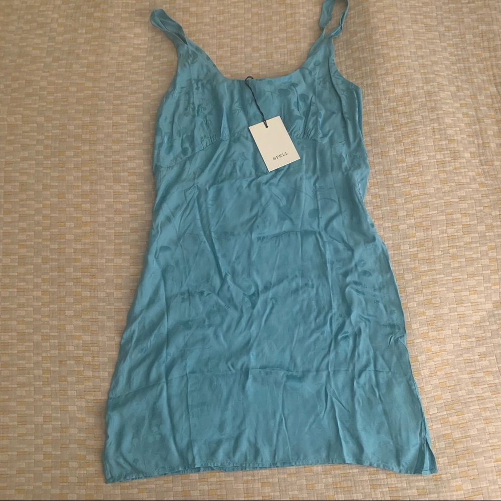 NWT Spell Atrium slip dress blue